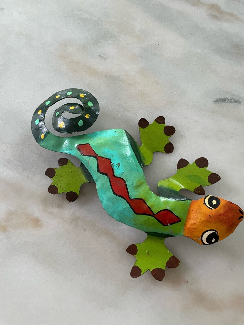 Colorful Metal Gecko Wall Art - Teal, Green & Orange